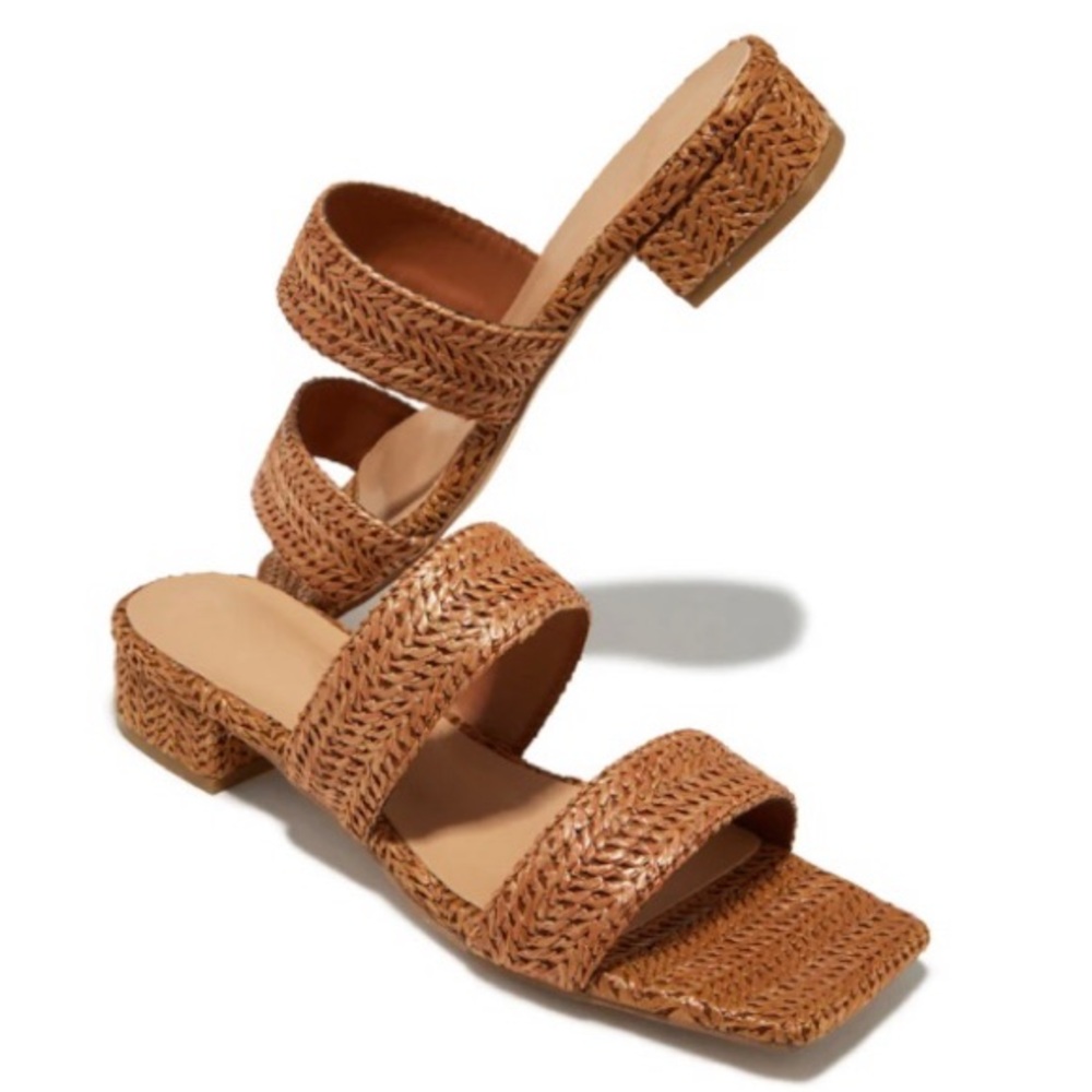 Tan Slip On Double Band Sandal - Picture 2 of 7